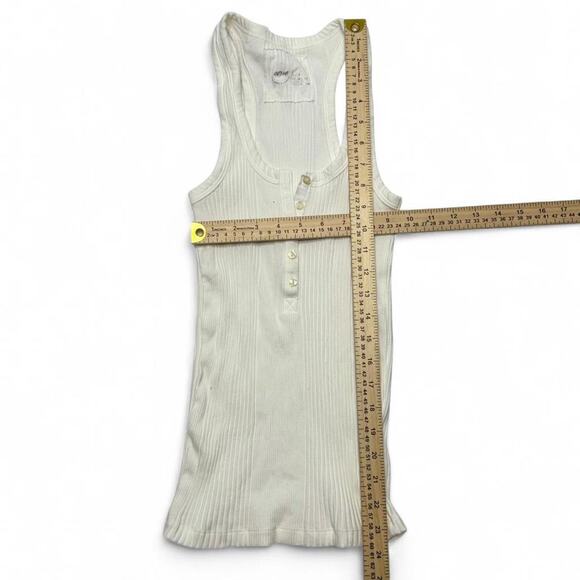 Aerie XS Ribbed Fitted Full Length Henley Tank Top Perfect Basics Cotton Based - Picture 5 of 6